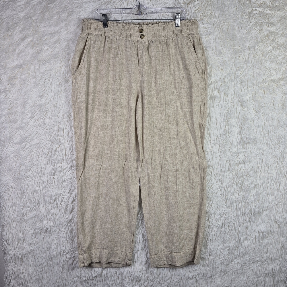 Lot of 2‎ Briggs Womens XL Linen Blend Relaxed Fit Pull On Pants Beachy Resort
